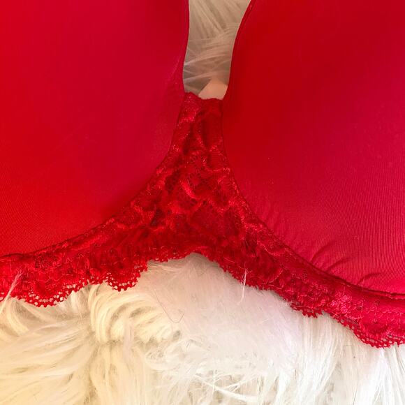 Simone Perele Caresse Spacer 3D T Shirt Bra Underwire Lightly Padded Red 34 F - Picture 3 of 14